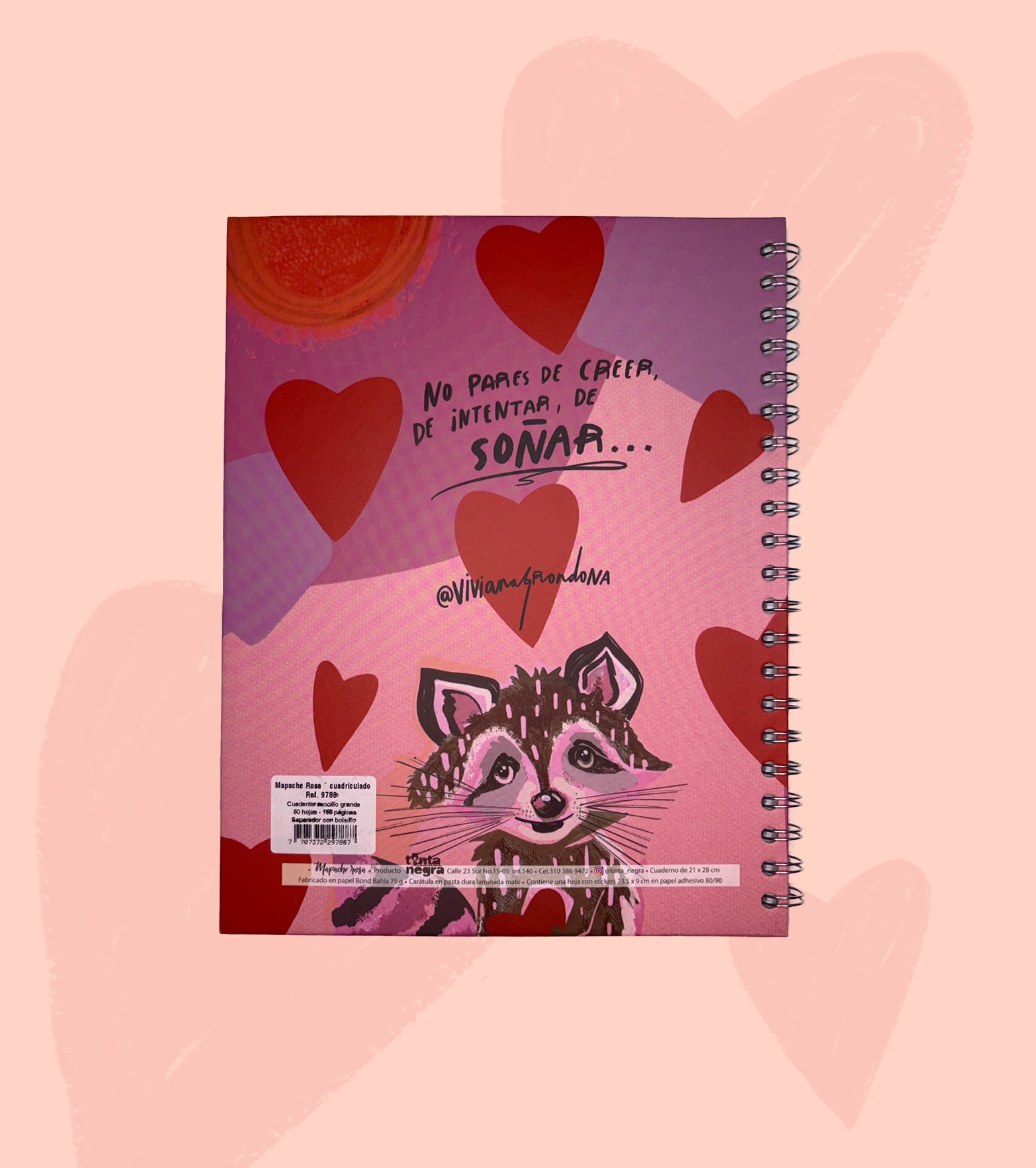 CUADERNO MAPACHE ROSA TAMAÑO CARTA