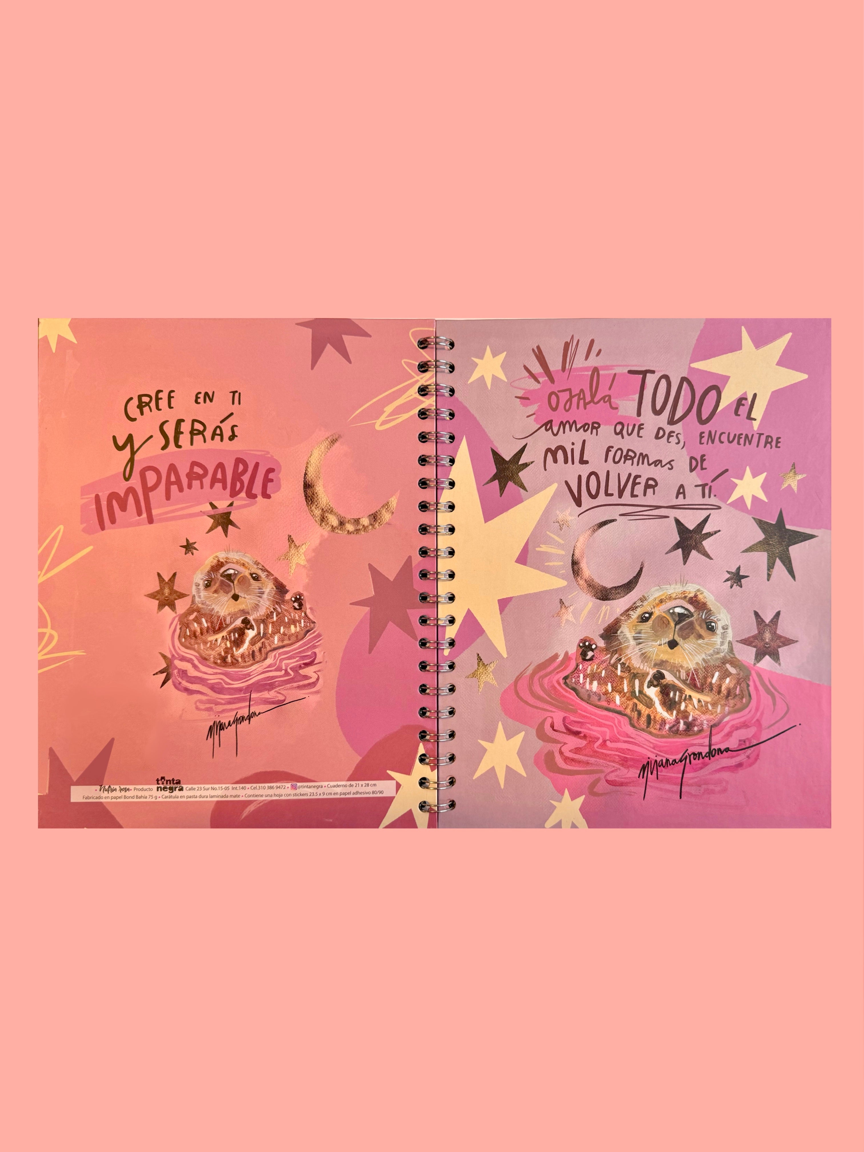 CUADERNO NUTRIA ROSA TAMAÑO MEDIA CARTA