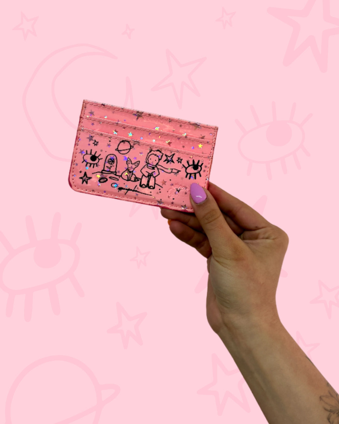 PORTADOCUMENTOS PRINCIPITO ROSA ESTRELLAS